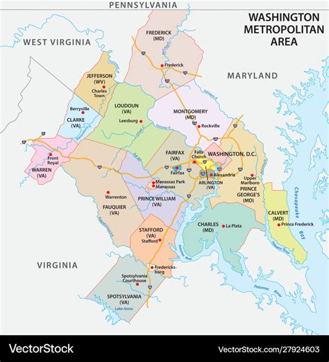 map washington dc metropolitan area royalty  vector