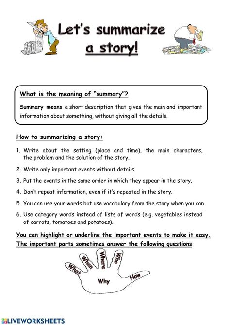 summarizing worksheets  activities worksheets library
