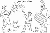 Holi Coloring Drawing Kids Festival Pages Happy Colouring Clipart Printable Worksheets Celebration Celebrations Worksheet Greeting Colours Class Blank Studyvillage Print sketch template