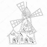 Mulino Windmill Wiatrak Kolorowanka Vento Abbandonato Escher Designlooter Opuszczony sketch template