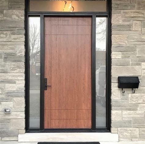 ultra modern single front entry door fiberglass  side lights modern doors