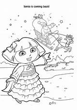 Dora Coloring Christmas Pages Santa Printable Print Popular Library Clipart sketch template
