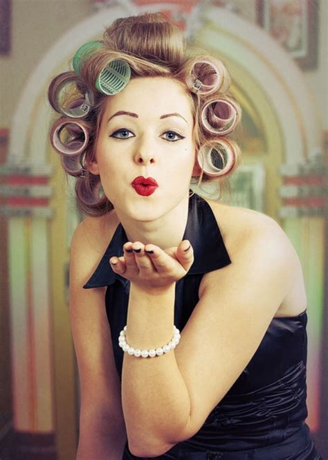 bobs sleep in hair rollers pin curls roller set pin up style