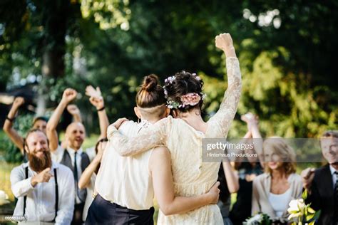 lesbian couple celebrating their marriage photo getty images