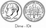 Dime Color Coloring Sheet Year Week Dimes Coins Silver Worksheet sketch template