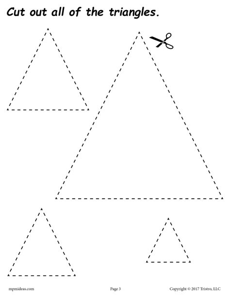 triangles cutting worksheet triangles tracing coloring page supplyme