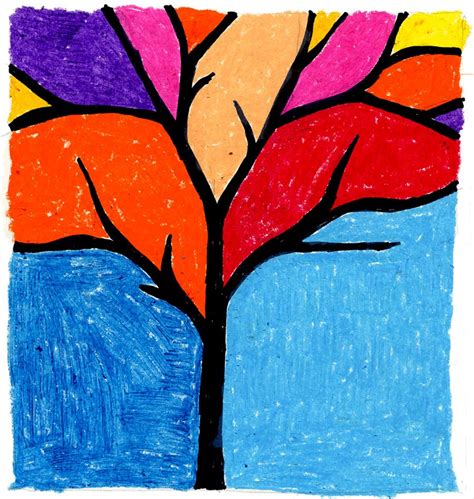 abstract tree art projects  kids