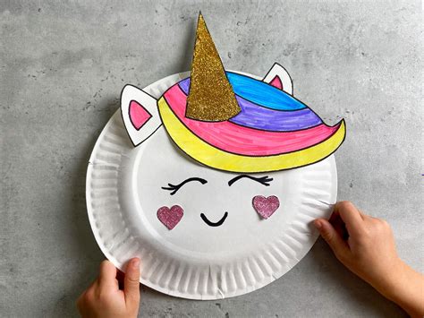 easy unicorn paper plate kids craft  printable raising veggie