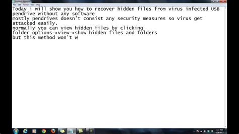recovering hidden files from virus infected pendrive youtube