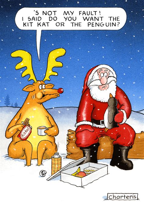 Funny Christmas Card Santa Kit Kat Or The Penguin