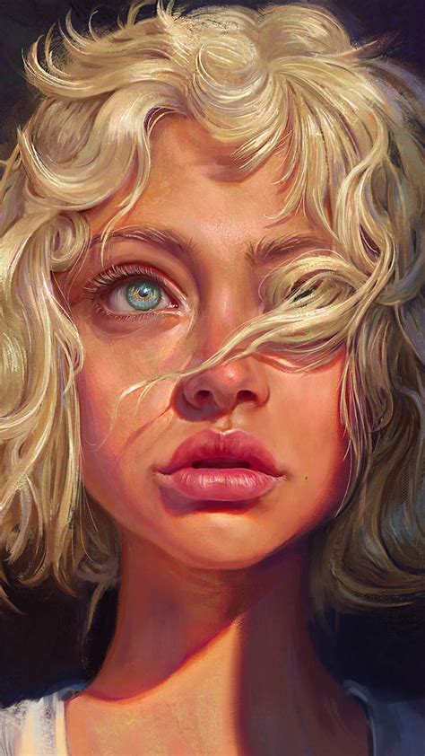 Blonde Girl Portrait Art Iphone Wallpapers