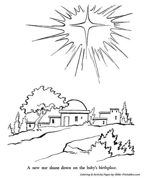 christmas story coloring pages star  bethlehem