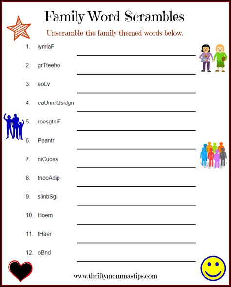 family puzzle word game printable thrifty mommas tips