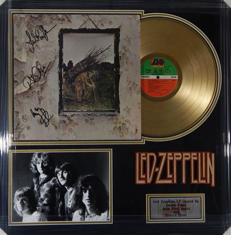 signed led zeppelin iv gold lp record album  artwork archive