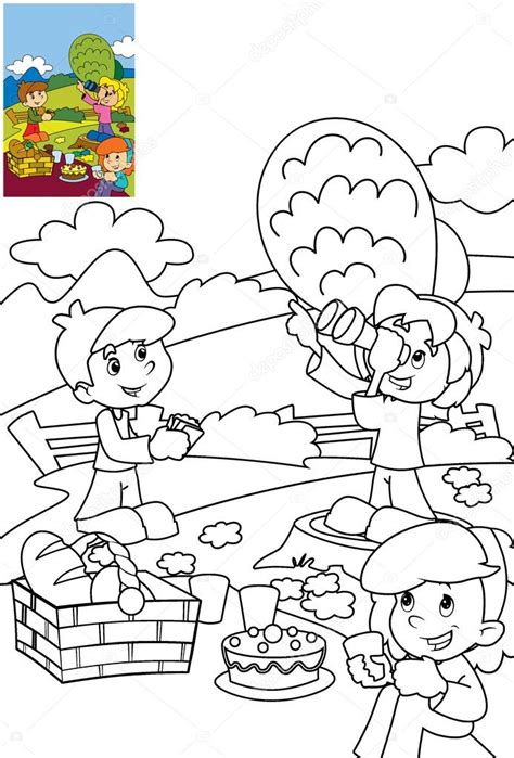 children  park coloring page stock photo  illustratorhft