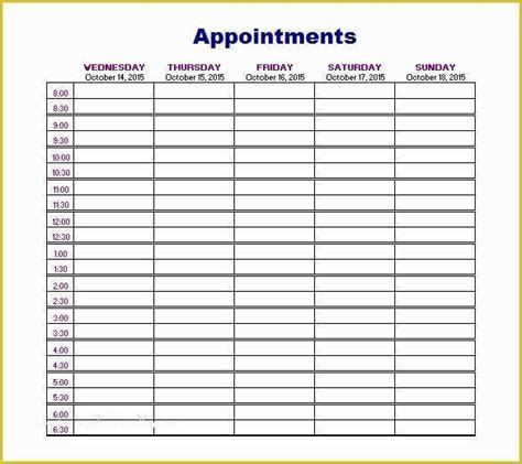 appointment book template  printable     appointment