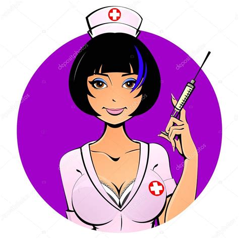 sexy asian nurse with a syringe for a shot avatar icon