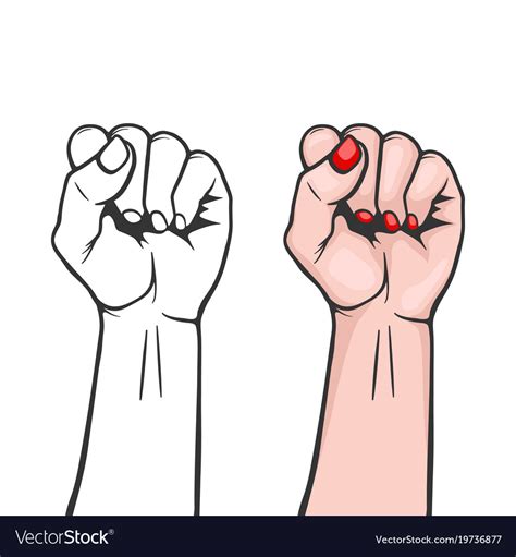 Raised Women S Fist Isolated Symbol Unity Or Vector Image