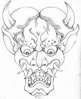 Coloring Japanese Hannya Mask Pages Template sketch template