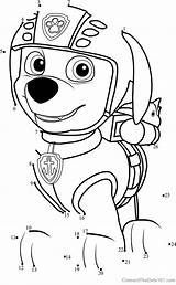 Paw Patrol Zuma Patrouille Pat Relier Connectthedots101 Colouring sketch template