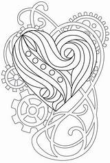 Steampunk Heart Coloring Embroidery Choose Board Pages sketch template