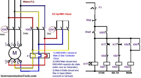 motor star delta starter working principle delta connection circuit diagram electrical