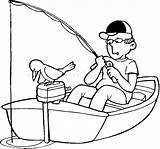 Coloring Pages Boat Printable Row Fishing Motor Fisherman Clip Canoe Kids Template Clipart Library Getcolorings Comments sketch template