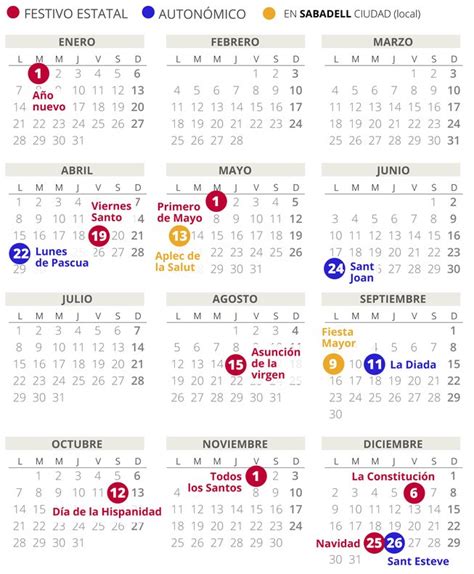 calendario laboral sabadell todos los festivos