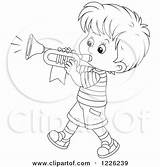 Trumpet Playing Marching Outlined Illustration Bannykh sketch template