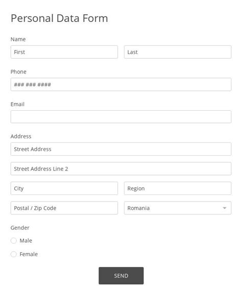 personal data form template formbuilder