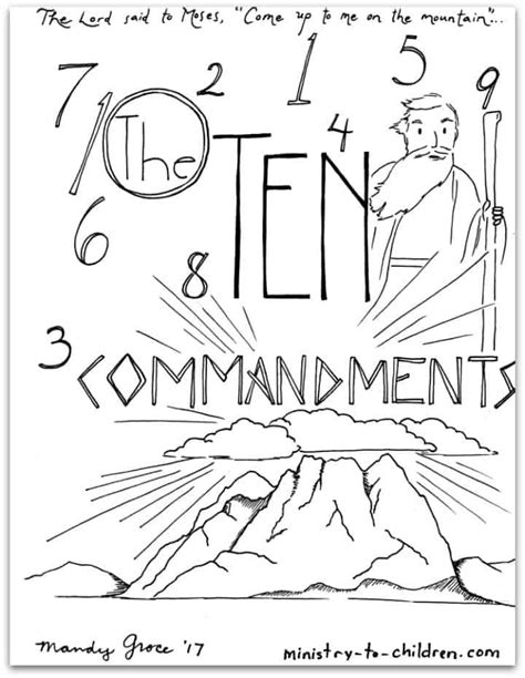 commandments coloring book  printable  pages  kids