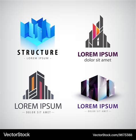 set  building logos  structure house vector image