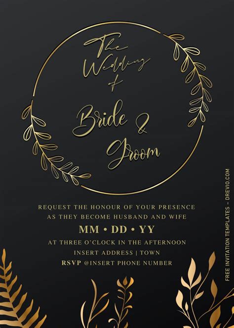 black  gold wedding invitations templates