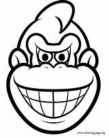 Kong Donkey Coloring Pages Diddy Face Colouring Mask Printable Game Mario Super Color Print Nintendo Party Kongs Donkeys Bros Masks sketch template