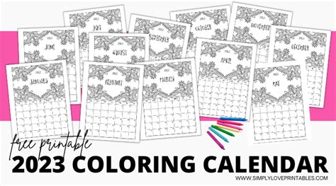 printable coloring calendar   patterns  etsy printable