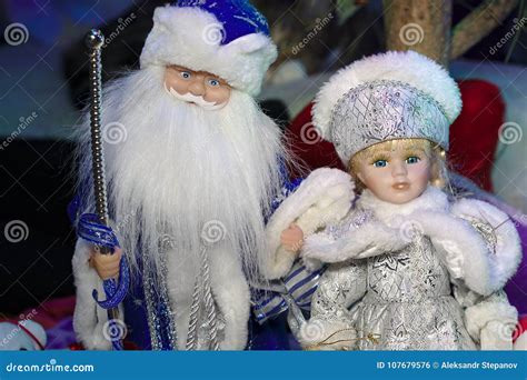 dolls   form  ded moroz  snegurochka russia stock photo