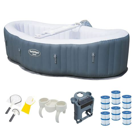 bestway  person inflatable hot tub  center  filters