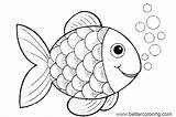 Fish Bubbles Coloring Rainbow Pages Printable Adults Kids sketch template