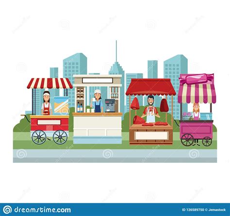 food booth  shops stock vector illustration  collection