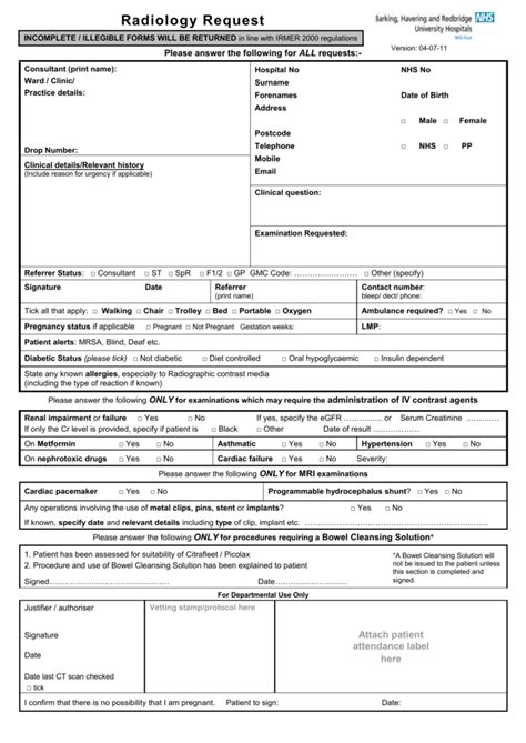X Rays Request Form Fill Out Printable Pdf Forms Online X Ray Request
