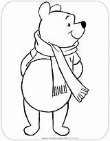 Pooh Winnie Winter Coloring Pages Fall Disneyclips Scarf Wearing sketch template