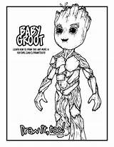 Groot Coloring Pages Baby Galaxy Drawing Guardians Sketch Colouring Printable Way Tutorial Print Avengers Vol Milky Draw Marvel Too Color sketch template