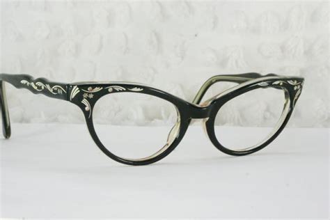 vintage 60s cat eye glasses 1950s womens glasses black