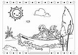 Canoe Colouring sketch template