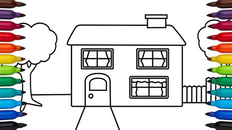draw  simple house coloring pages youtube