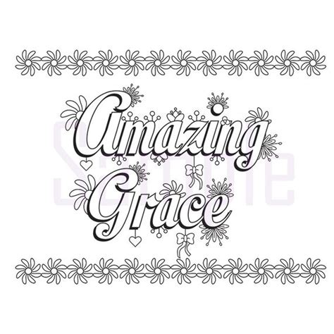 words amazing grace adult coloring page  sueathcs  etsy