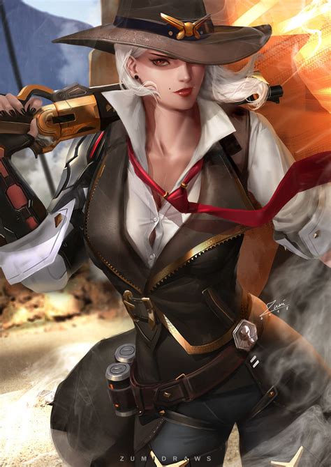 Ashe With Rifle Overwatch Blizzard Entertainment Art