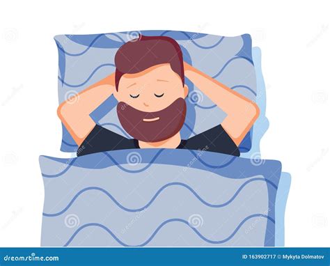 Dormir Un Hombre Está Durmiendo En La Cama Buenas Noches Ilustración