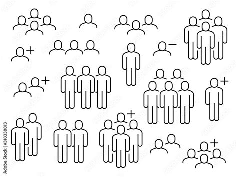 People Line Icons Business People Groups Outline Pictograms Add