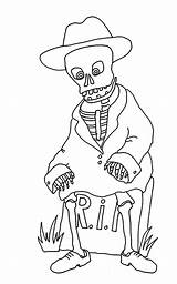 Halloween Coloring Pages Skeleton Gravestone Rip sketch template